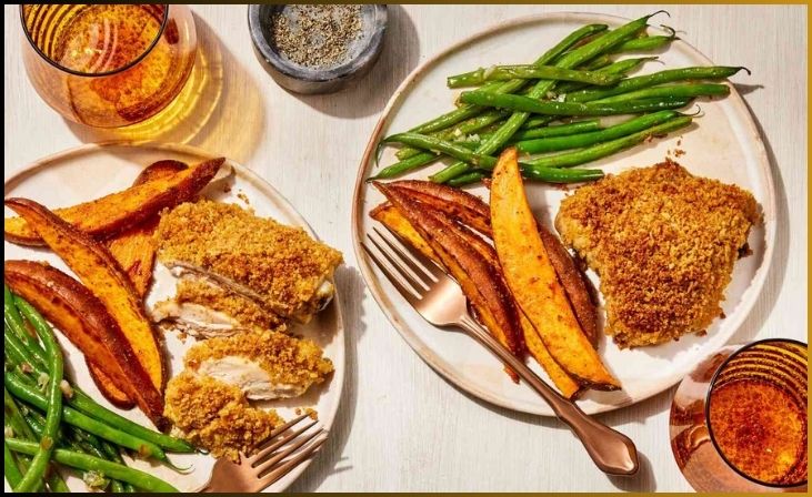 Baked Chicken Thighs with Sweet Potato Fries