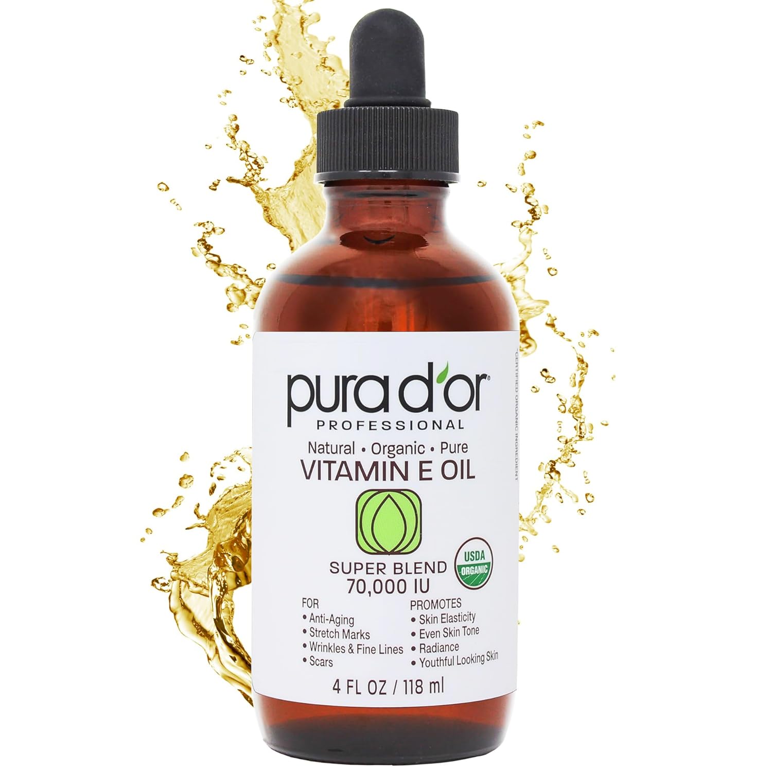 PURA D'OR Organic Vitamin E Oil
