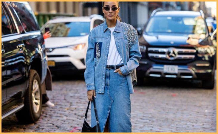 Denim Skirt with Cozy Layers