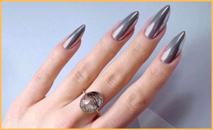 Metallic Almond Nails