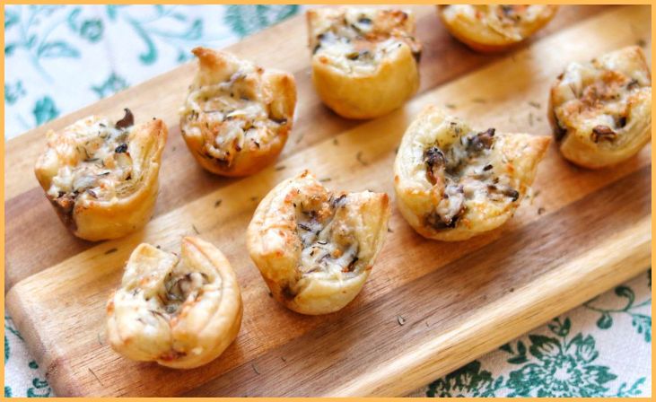 Mushroom and Gruyere Puff Pastry Squares