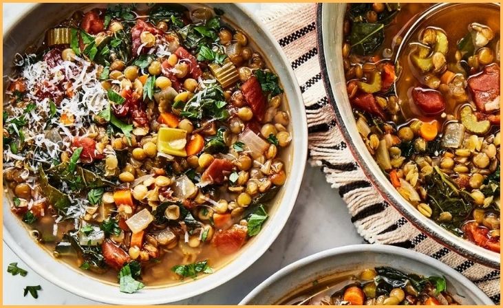 One-pot lentil & Vegetable Soup with Parmesan