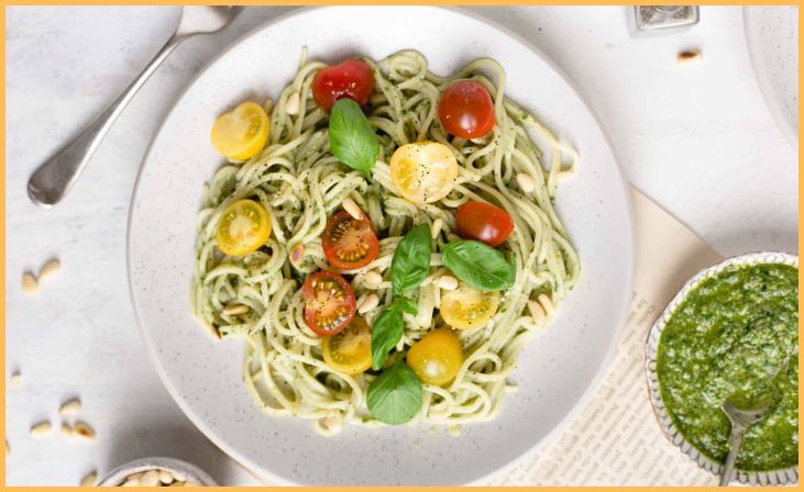 Pesto Pasta with Cherry Tomatoes